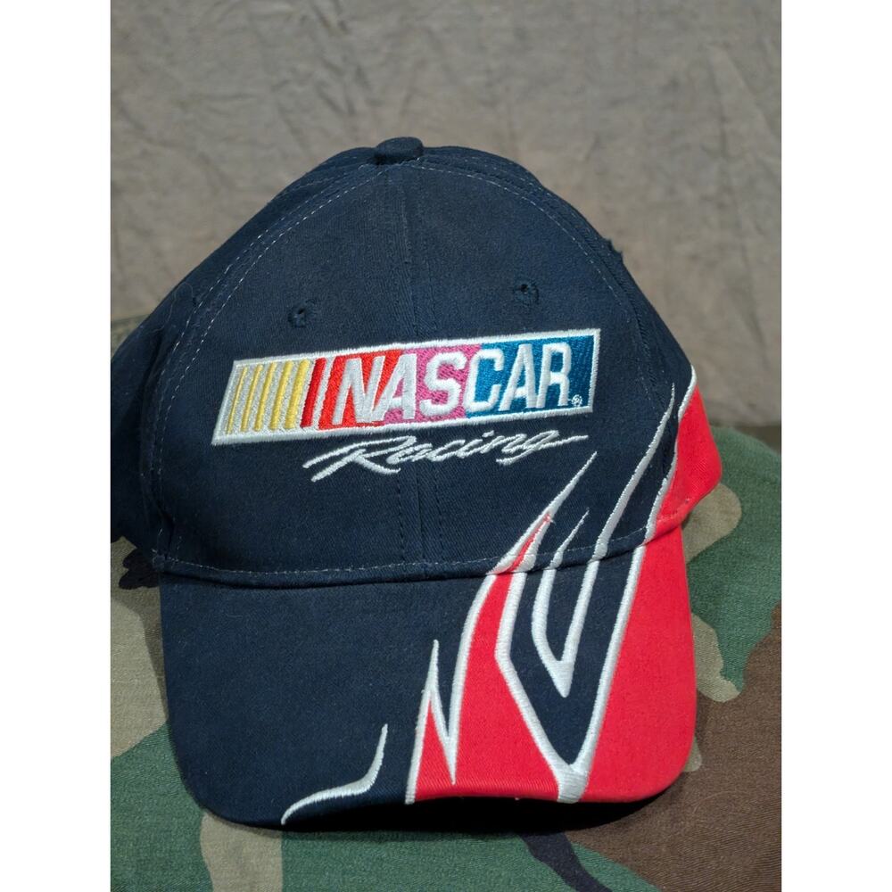 Vintage NASCAR Racing Flame Winners Circle Adjustable (Seems Small) Hat Cap Blue